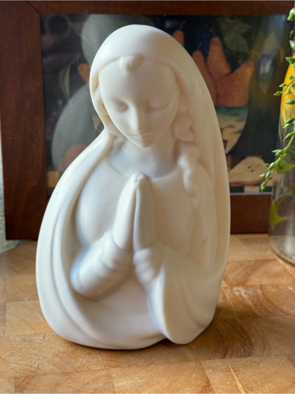 Vintage White Bisque Praying Madonna | MCM | Signed 1959
